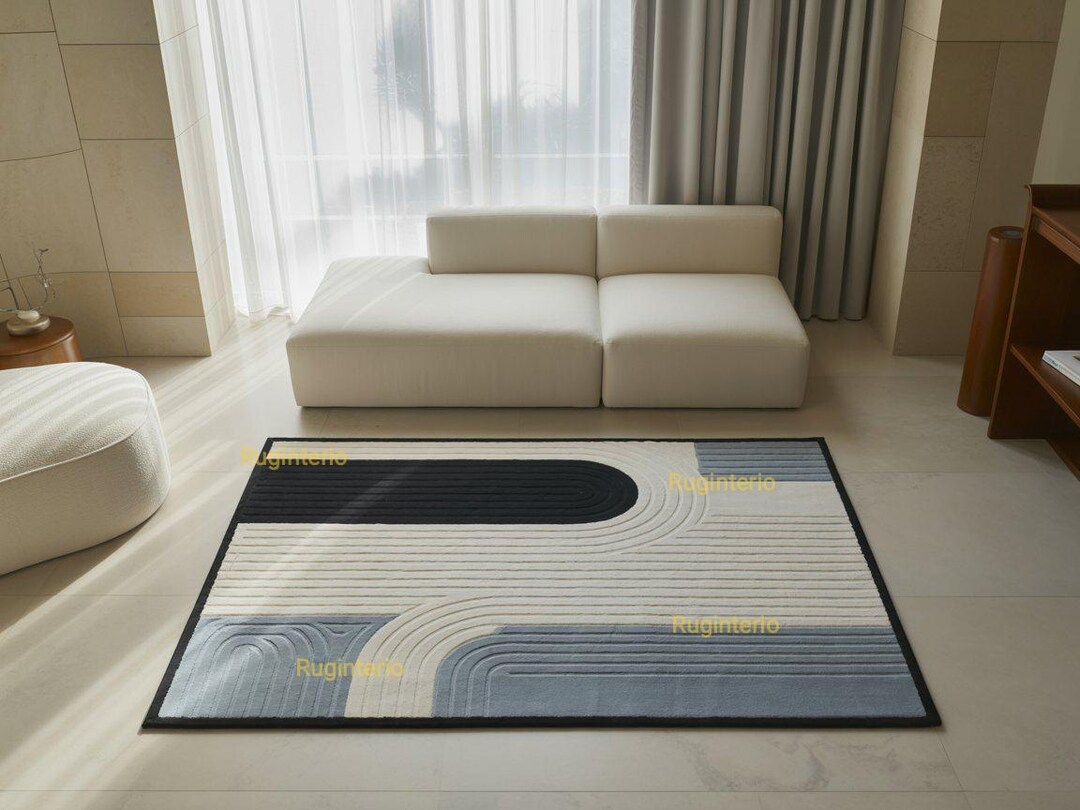Hand Tufted Abstract Wool Rug, Modern Geometric Home Decor - Etsy