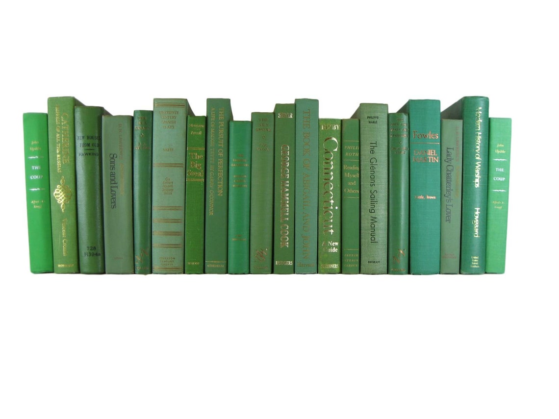 Green Decorative Books by Color for Home Staging Bookshelf Etsy