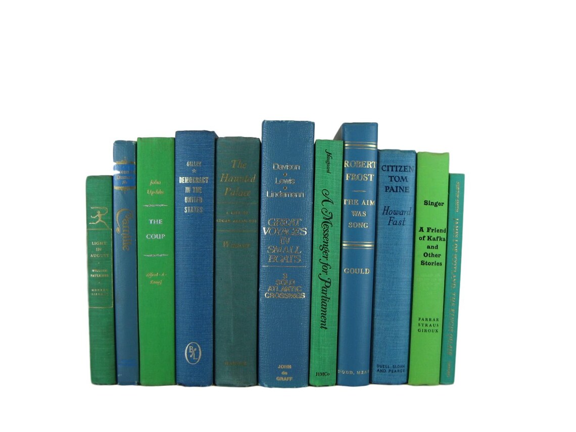 Green Decorative Books by Color for Home Staging Bookshelf Etsy