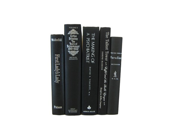 Black Silver White Decorative Books Black Vintage Books Etsy