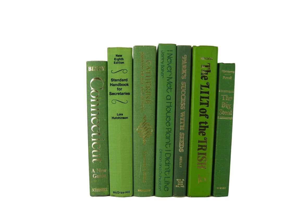 Green Decorative Books by Color for Home Staging Bookshelf Etsy