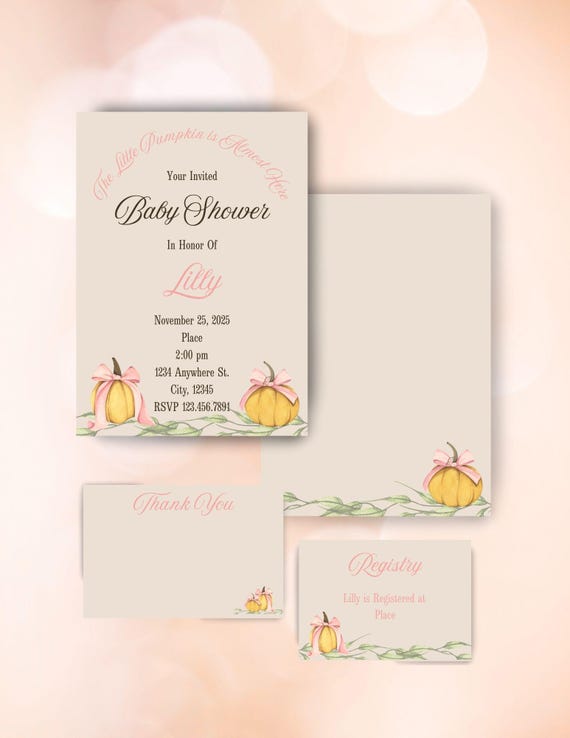 Little Pumpkin Baby Shower Digital Invitation