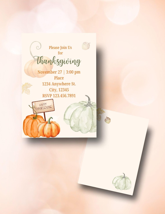 Happy Thanksgiving Pumpkins Digital Invitation