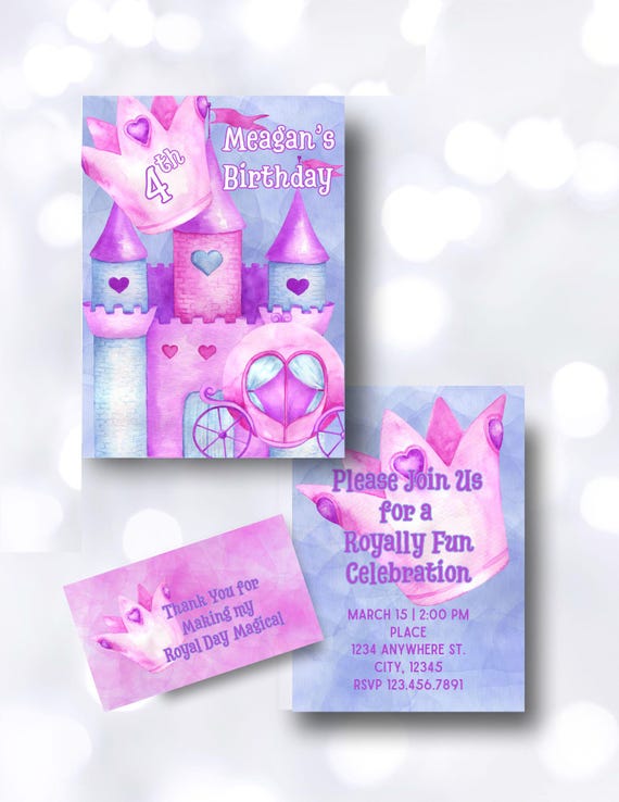 Little Princess Digital Party Invitation & TY Tag