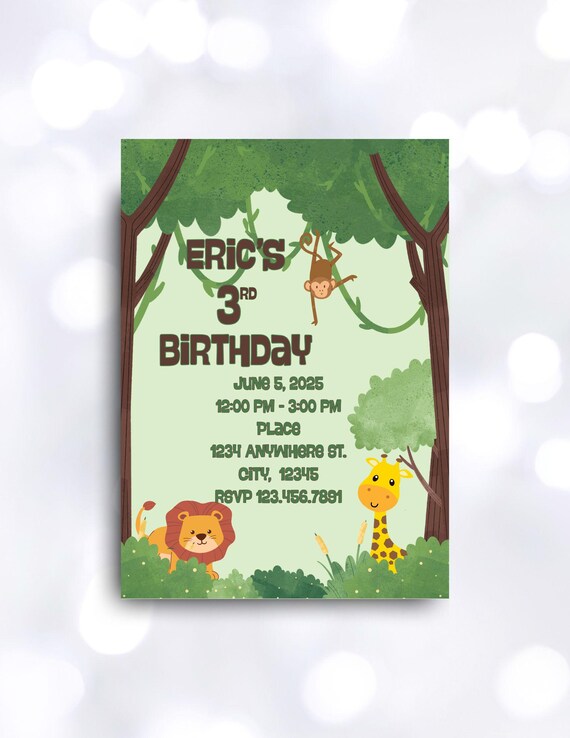 Welcome to the Jungle Editable Custom Invitation