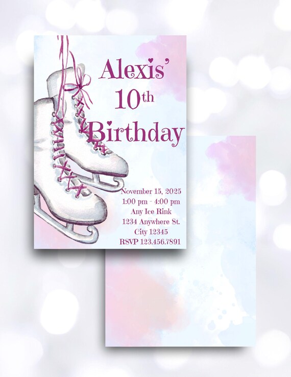 Ice Skating Party Editable Custom Invitation