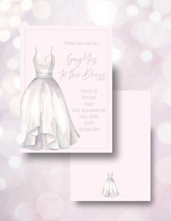 Yes to the Dress Watercolor Pastel Digital Invitation
