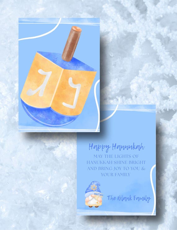 Hannukah Watercolor Dreidel Digital Greeting Card