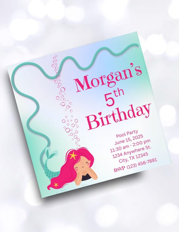 Mermaid Editable Custom Invitation