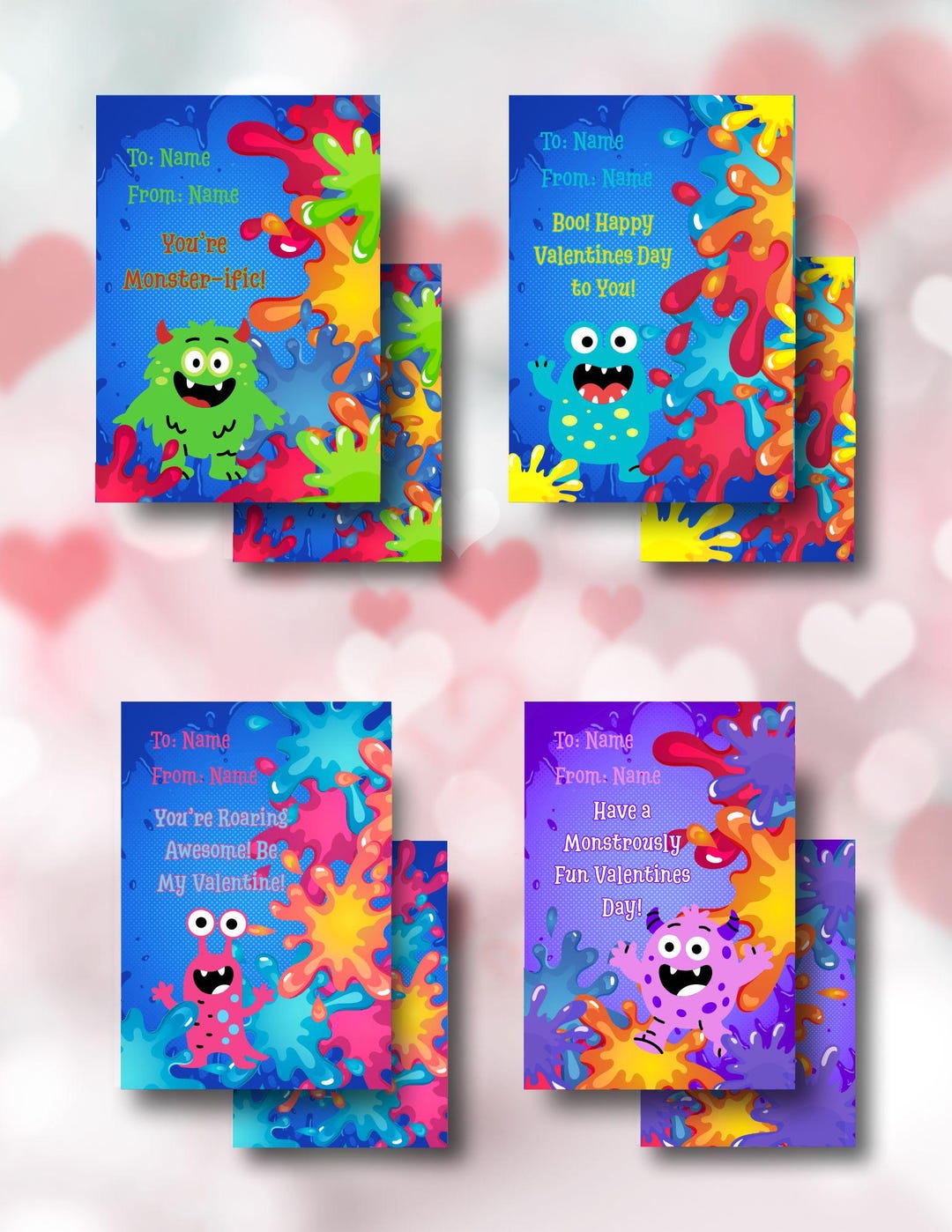 Silly Monster Digital Valentine Cards - Etsy
