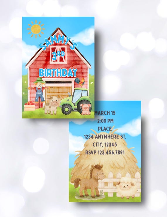 Little Farm Digital Birthday Invitation