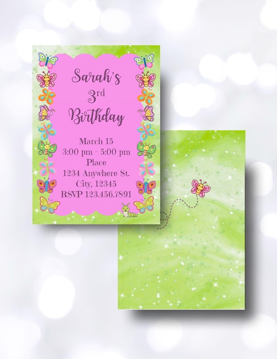Colorful Butterfly Birthday Digital Invitation
