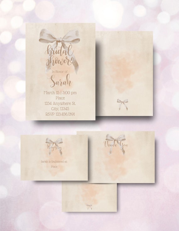 Elegant Bow Bridal Shower Digital Set