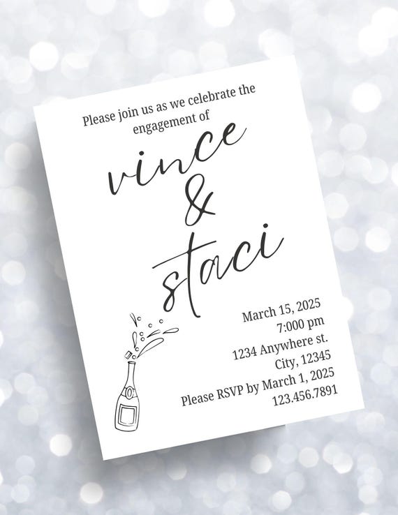 Engagement Champagne Editable Custom Invitation