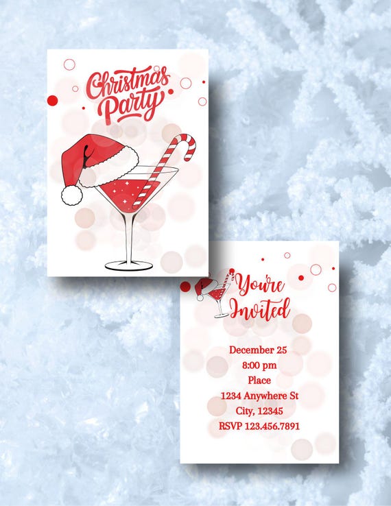 Merry Christmas Martini Party Digital Invitation