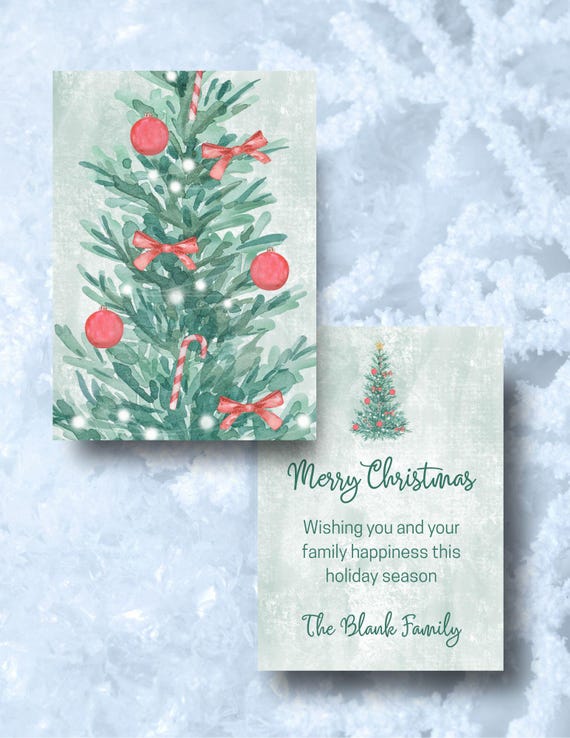Watercolor Christmas Tree Digital Christmas Card