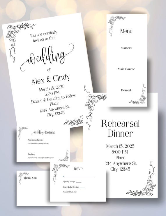 Minimalist Flowers Wedding Digital Invitation