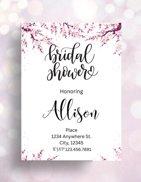 Bridal Shower Flowers Editable Custom Invitation