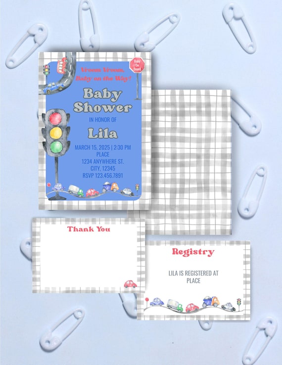 Vroom Vroom, Baby on the Way Digital Invitation