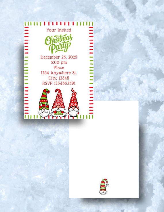 Christmas Gnome Digital Party Invitation