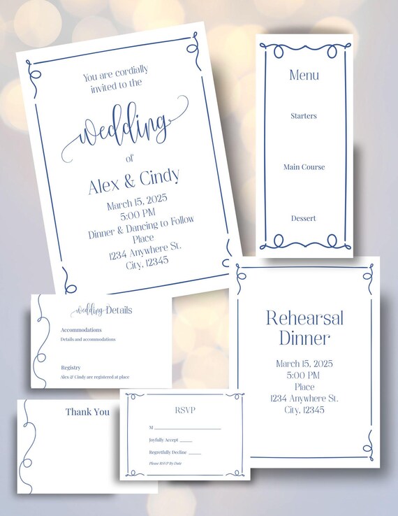 Minimalist Swirls Digital Wedding Invitation