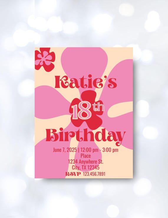 Flower Power Editable Birthday Design