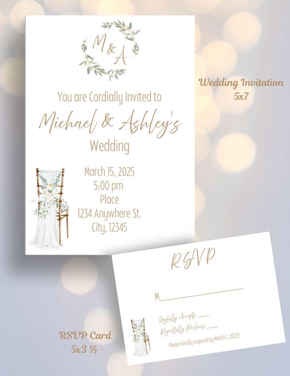 Wedding Chair Editable Custom Download Set