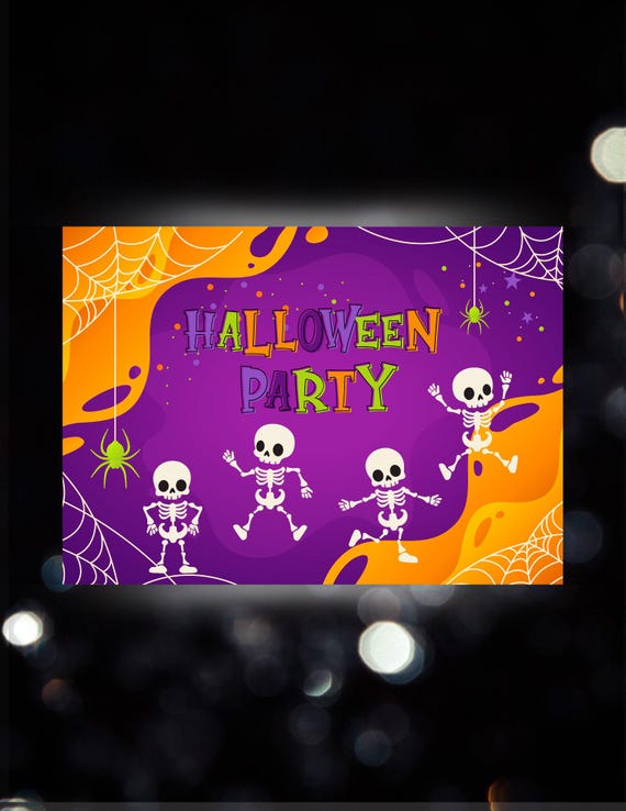 Dancing Skeletons Halloween Digital Party Invitation