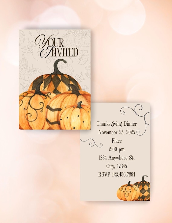 Pumpkins Thanksgiving Invitation: Fun, Modern Design (Digital Download)