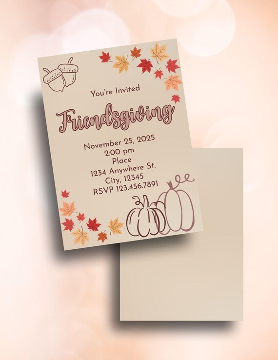 Friendsgiving Digital Editable Custom Invitation