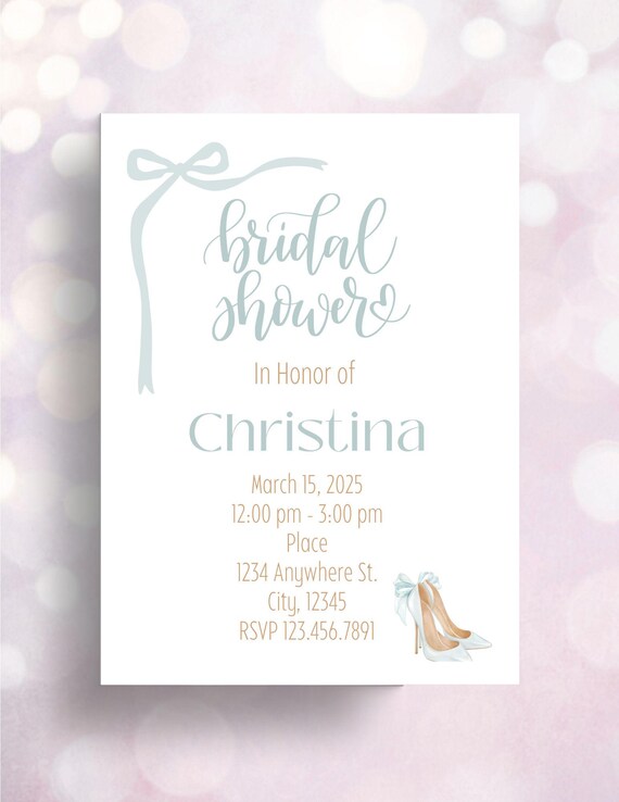 Bridal Shower Ribbon Editable Custom Invitation