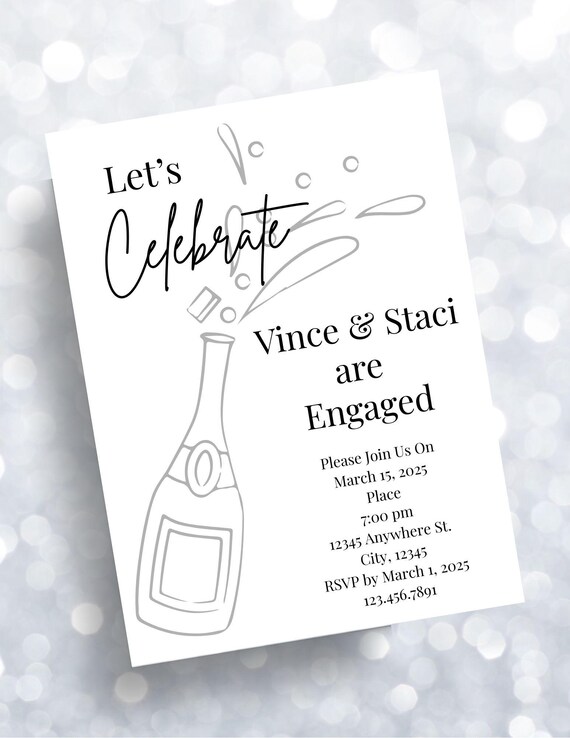 Let's Celebrate Engagement Party Editable Custom Invitation