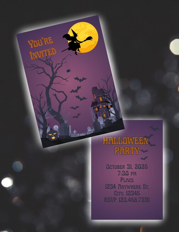 Spooky Halloween Party Editable Digital Invitation
