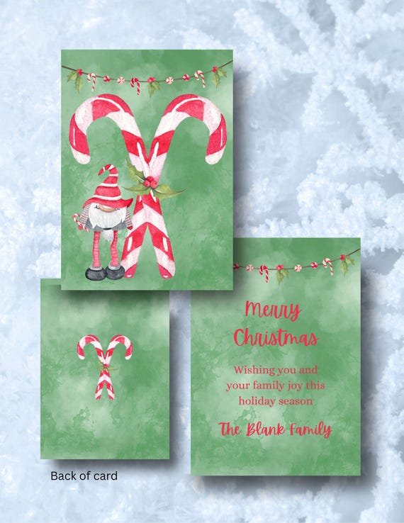 Candy Cane & Gnome Digital Christmas Card