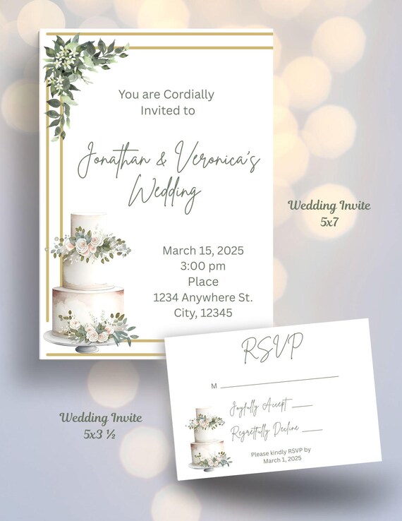Wedding Editable Custom Invitation Set
