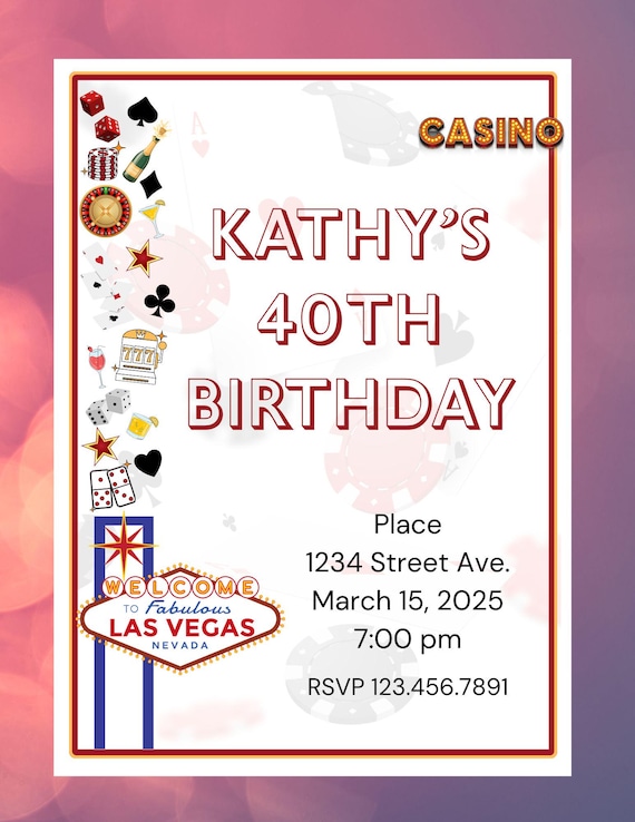 Vegas Baby Editable Custom Invitation