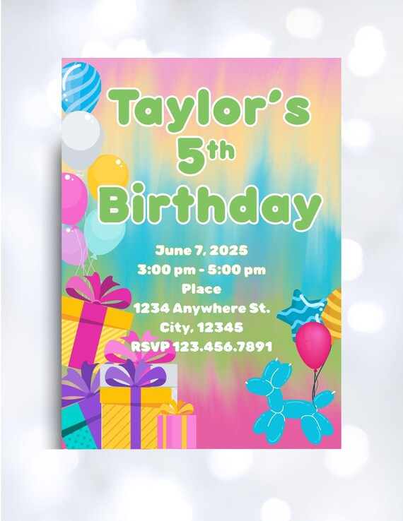 Tie-Dye Editable Custom Invitation