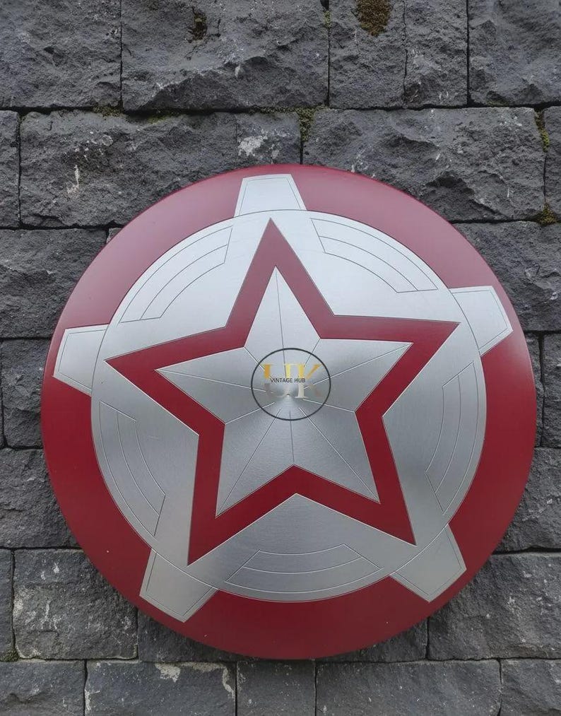 Replika tarczy Red Guardian w pełnym rozmiarze, metalowy rekwizyt do cosplayu, tarcza Aleksieja Szostakowa z filmu Marvel: Czarna Wdowa, dekoracja ścienna superbohatera, kostium komiksowy zdjęcie 2