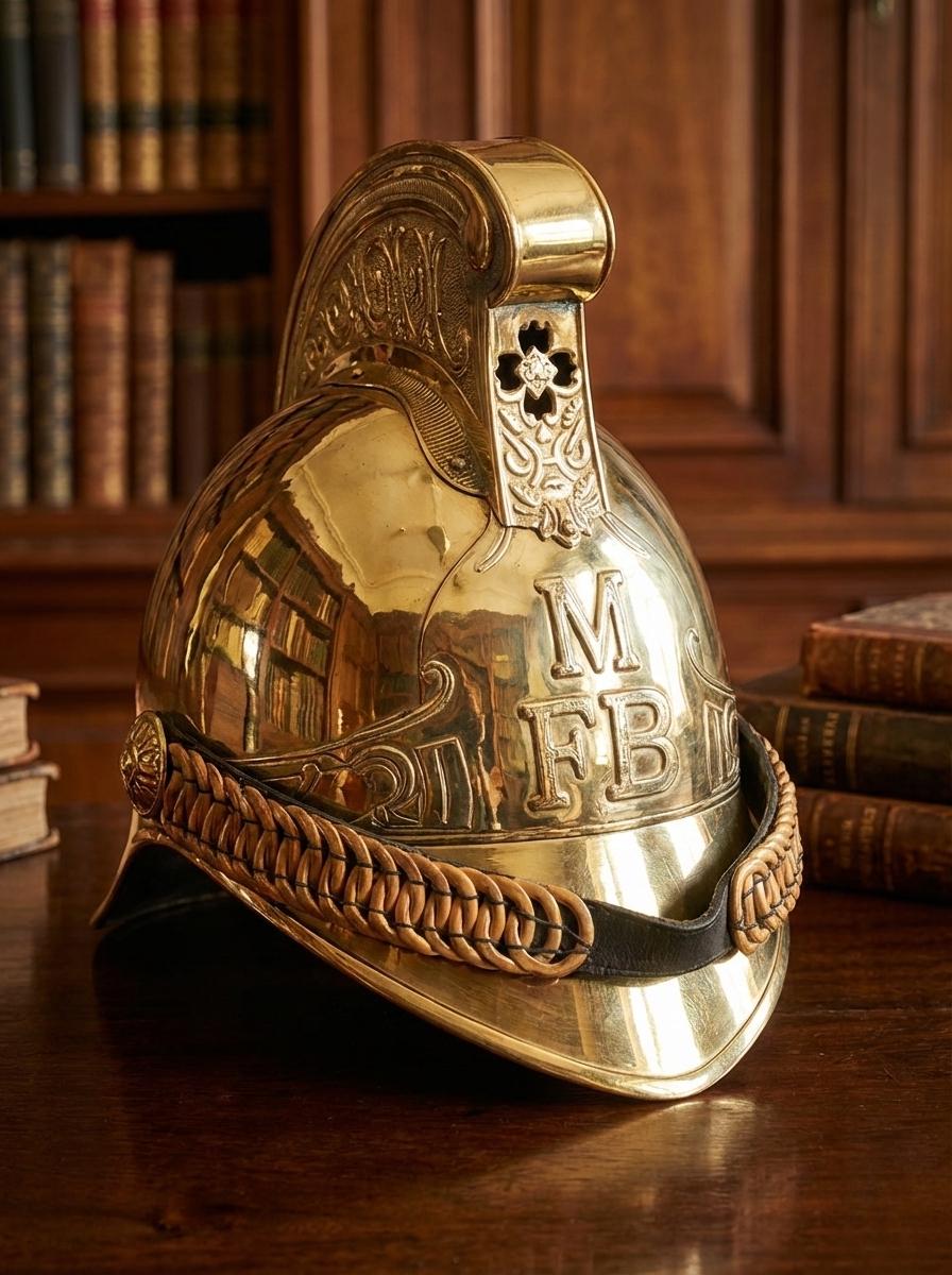 British Fireman Helmet brass finish Historical Roman Replica with Stand