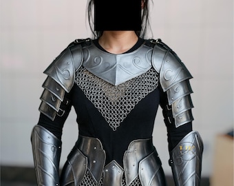 Medieval Knight Lady Armor Set: Cuirass, Bracers, Pauldrons