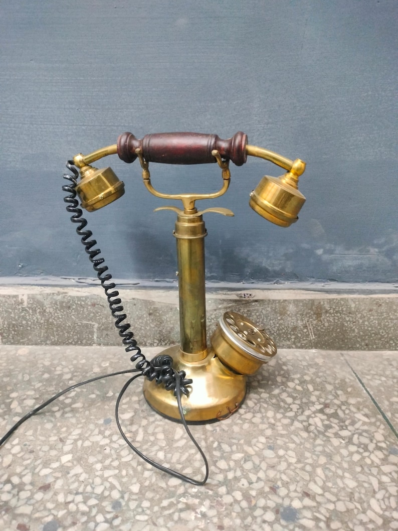 Antique Brass Candlestick Telephone - Retro Victorian Rotary Dial Decor ...