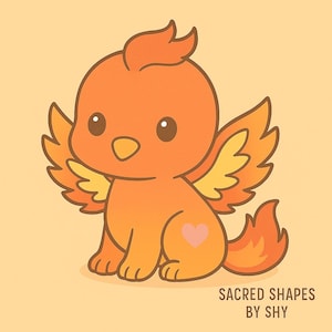 Clipart Kawaii baby Phoenix - transparante achtergrond - digitale download