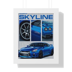 Nissan Skyline Framed Poster, Car Enthusiast Wall Art, Automotive Decor, Gift for Him, Man Cave Decoration