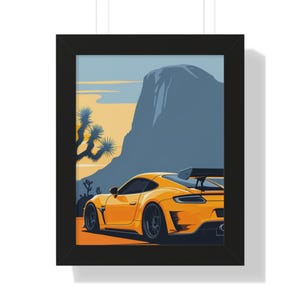 Framed Car Art Print | Vintage Racing Decor, Gift for Car Enthusiasts, Automotive Wall Art, Office Decor, Man Cave Decoration