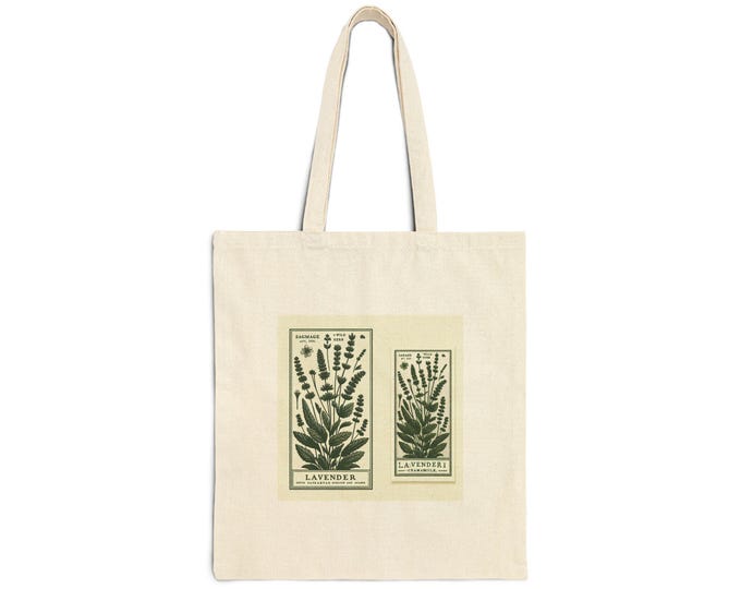 Botanical Cotton Tote Bag - Vintage Floral Canvas Tote, Eco-Friendly Reusable Bag for Farmers Market, Beach, or Everyday Use