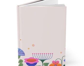 Flower Power Hardcover Journal, Retro Floral Design, 1960s-70s Aesthetics, A5 Notebook for Journaling, Sketching, Students, Writers,
