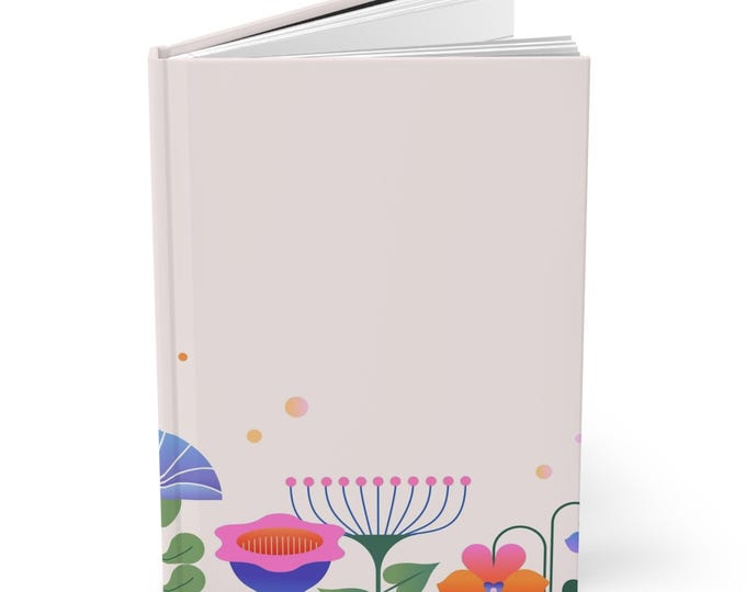 Flower Power Hardcover Journal, Retro Floral Design, 1960s-70s Aesthetics, A5 Notebook for Journaling, Sketching, Students, Writers,