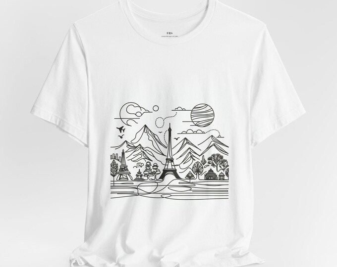 World Map Outline Graphic Tee - Minimalist Travel Inspired T-Shirt
