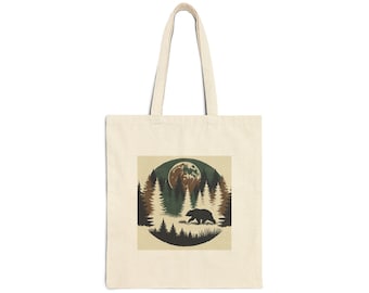 Reusable Wildlife Tote Bag - Nature-Inspired Cotton Canvas Shopper, Sustainable Eco-Friendly Market or Travel Bag