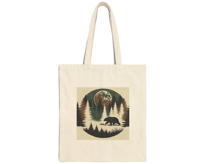 Reusable Wildlife Tote Bag - Nature-Inspired Cotton Canvas Shopper, Sustainable Eco-Friendly Market or Travel Bag